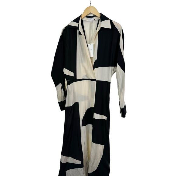 CLOSED Viscose and Silk Shirt Collar Faux Wrap Graphical Midi Size S NWT $655 - Picture 8 of 13